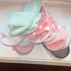 Bundle of Soft Plush Slippers in Pastel Colors